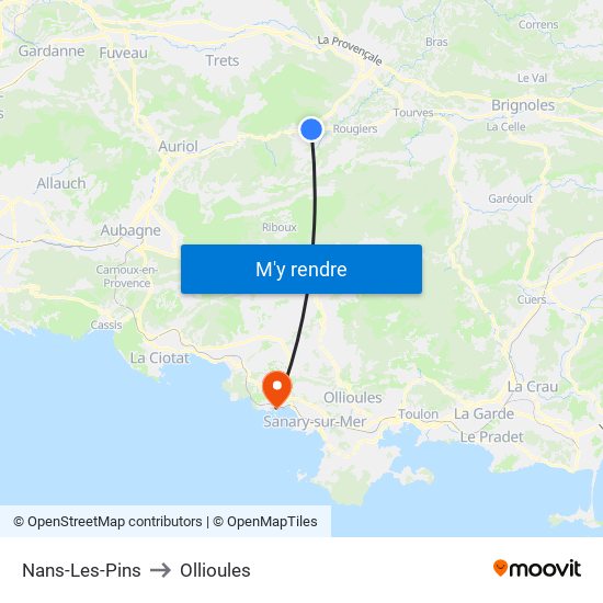 Nans-Les-Pins to Ollioules map