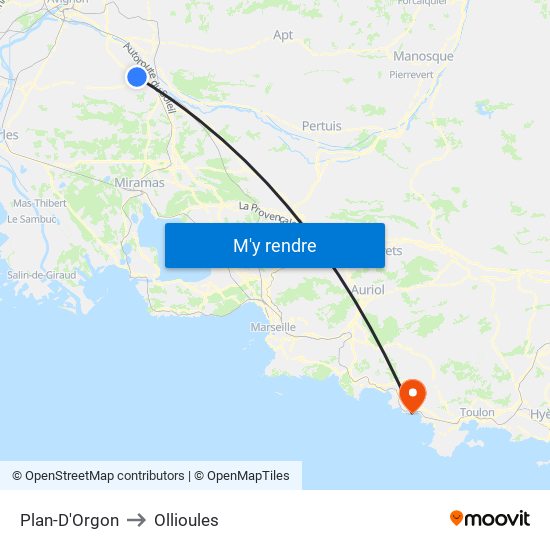 Plan-D'Orgon to Ollioules map