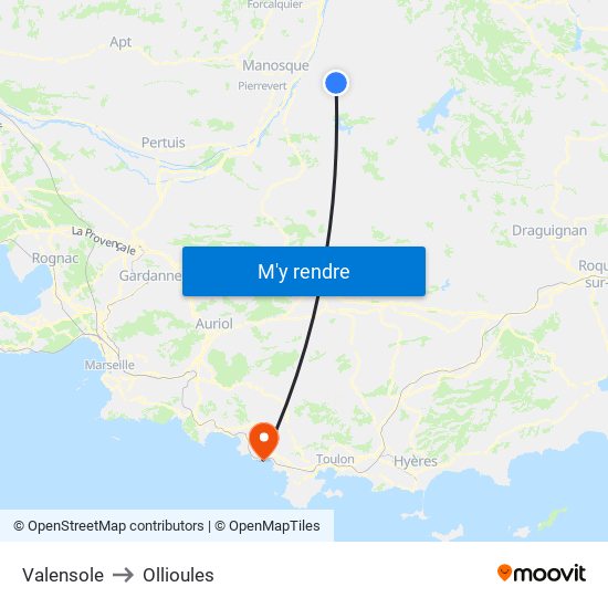 Valensole to Ollioules map