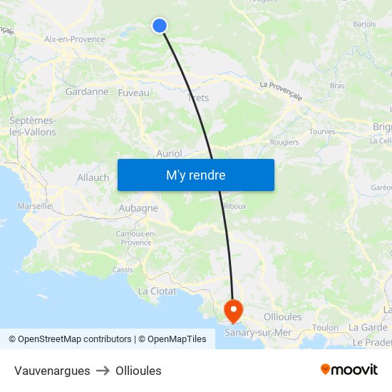 Vauvenargues to Ollioules map