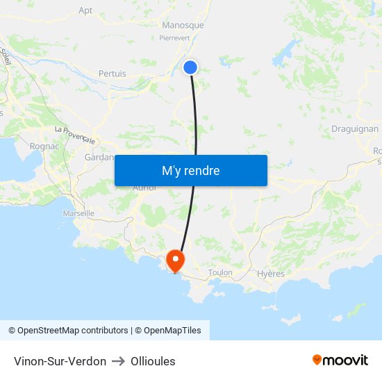 Vinon-Sur-Verdon to Ollioules map