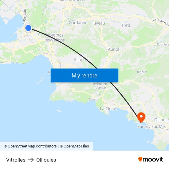 Vitrolles to Ollioules map