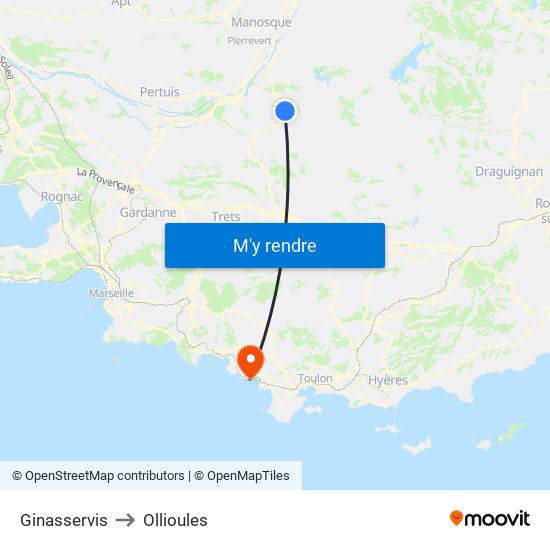 Ginasservis to Ollioules map