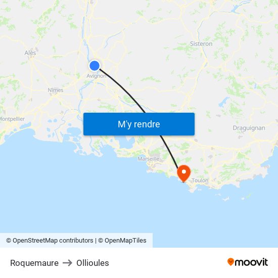 Roquemaure to Ollioules map