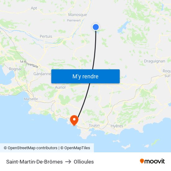 Saint-Martin-De-Brômes to Ollioules map