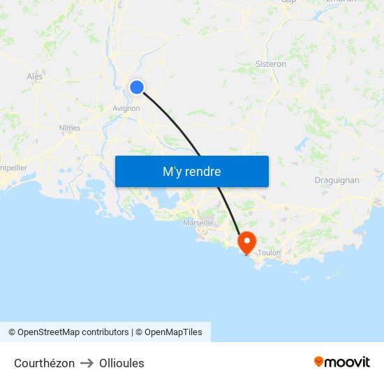 Courthézon to Ollioules map