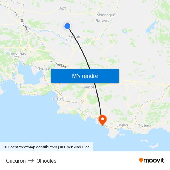 Cucuron to Ollioules map