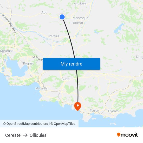 Céreste to Ollioules map