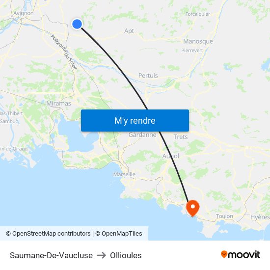Saumane-De-Vaucluse to Ollioules map