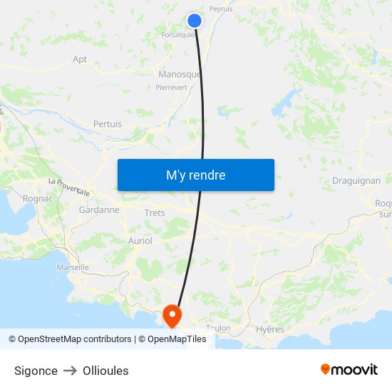 Sigonce to Ollioules map