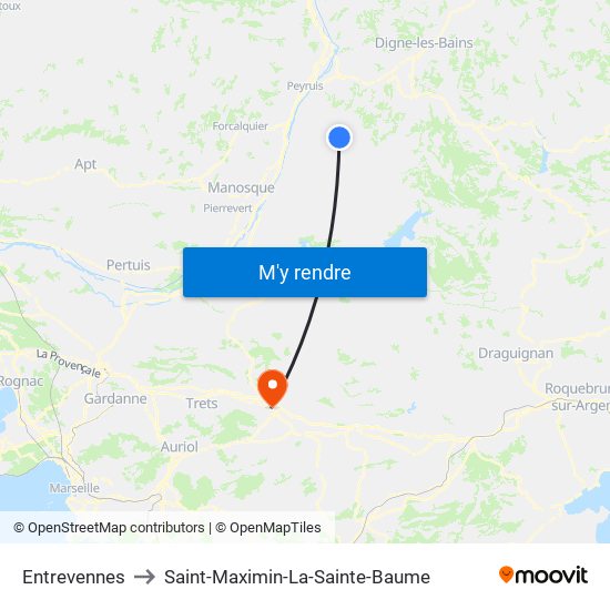Entrevennes to Saint-Maximin-La-Sainte-Baume map