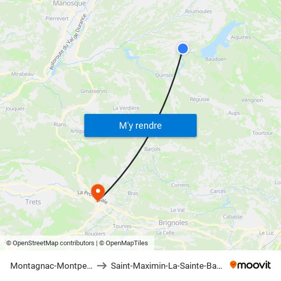 Montagnac-Montpezat to Saint-Maximin-La-Sainte-Baume map