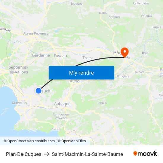 Plan-De-Cuques to Saint-Maximin-La-Sainte-Baume map