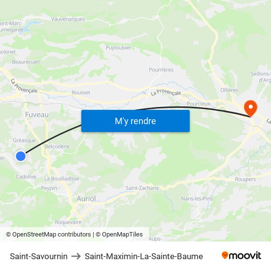 Saint-Savournin to Saint-Maximin-La-Sainte-Baume map