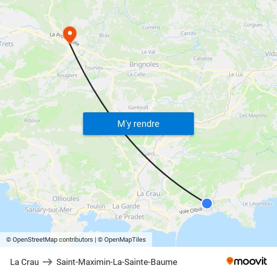 La Crau to Saint-Maximin-La-Sainte-Baume map