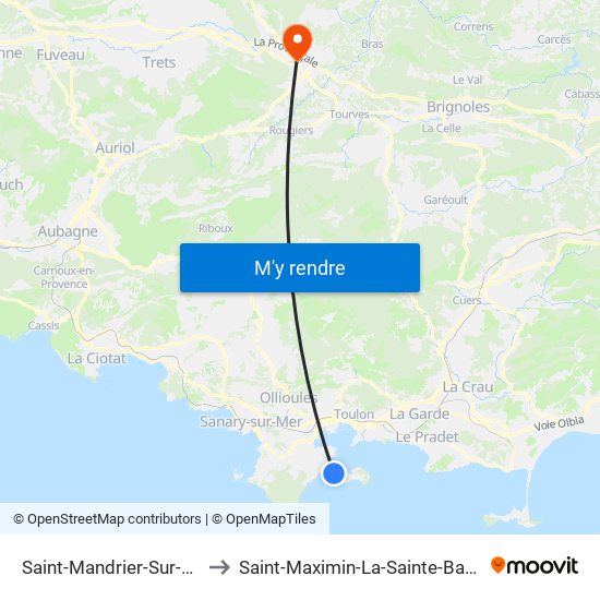 Saint-Mandrier-Sur-Mer to Saint-Maximin-La-Sainte-Baume map