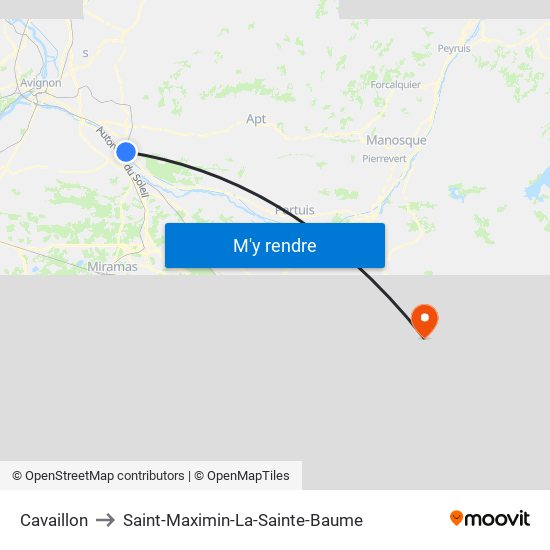 Cavaillon to Saint-Maximin-La-Sainte-Baume map