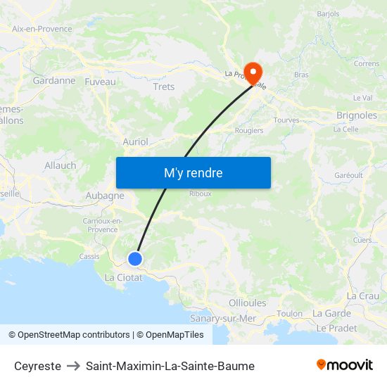 Ceyreste to Saint-Maximin-La-Sainte-Baume map