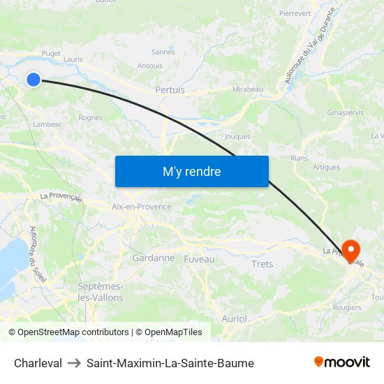 Charleval to Saint-Maximin-La-Sainte-Baume map