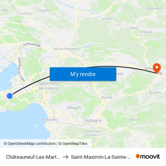 Châteauneuf-Les-Martigues to Saint-Maximin-La-Sainte-Baume map