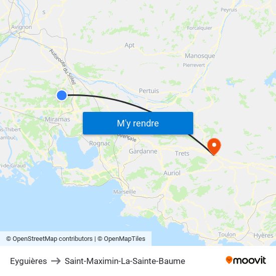Eyguières to Saint-Maximin-La-Sainte-Baume map