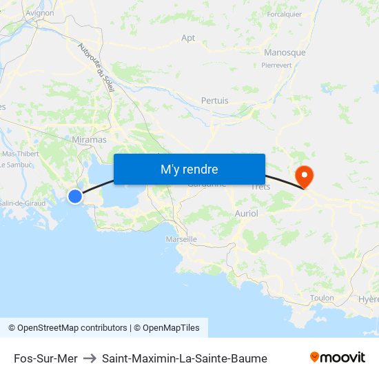 Fos-Sur-Mer to Saint-Maximin-La-Sainte-Baume map