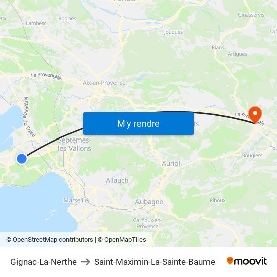 Gignac-La-Nerthe to Saint-Maximin-La-Sainte-Baume map