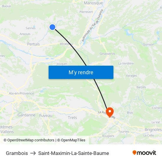 Grambois to Saint-Maximin-La-Sainte-Baume map