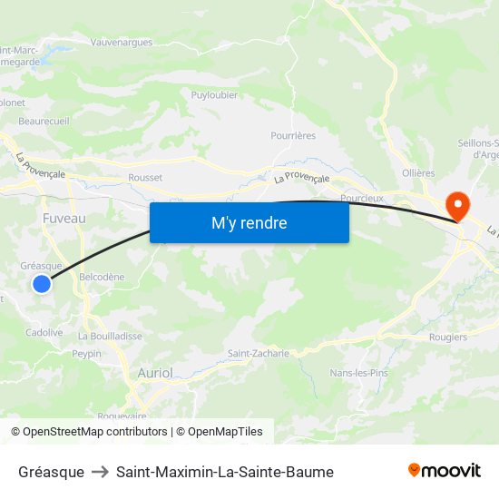 Gréasque to Saint-Maximin-La-Sainte-Baume map