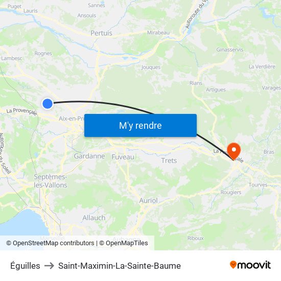 Éguilles to Saint-Maximin-La-Sainte-Baume map