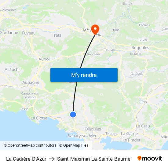 La Cadière-D'Azur to Saint-Maximin-La-Sainte-Baume map