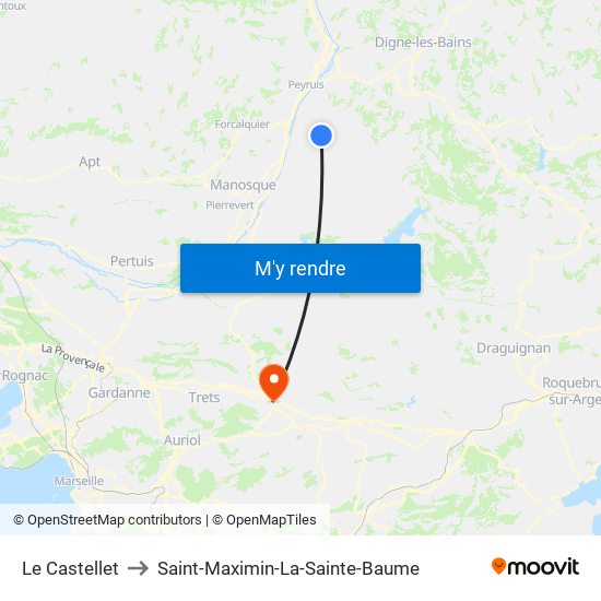 Le Castellet to Saint-Maximin-La-Sainte-Baume map