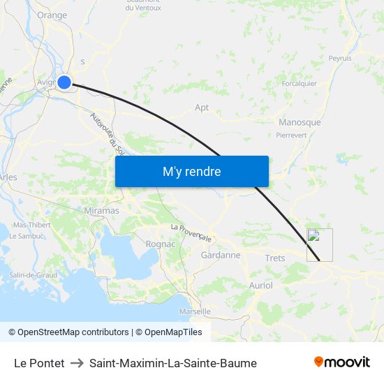 Le Pontet to Saint-Maximin-La-Sainte-Baume map