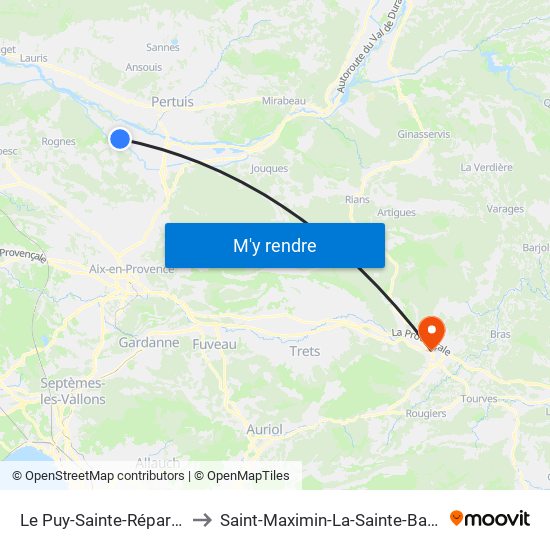 Le Puy-Sainte-Réparade to Saint-Maximin-La-Sainte-Baume map