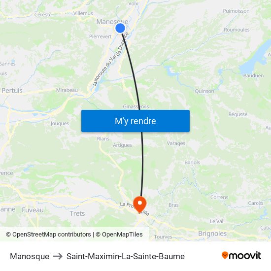 Manosque to Saint-Maximin-La-Sainte-Baume map