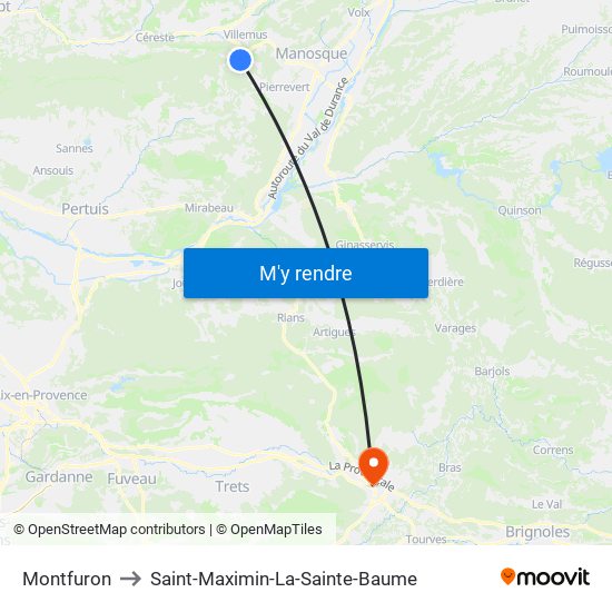 Montfuron to Saint-Maximin-La-Sainte-Baume map