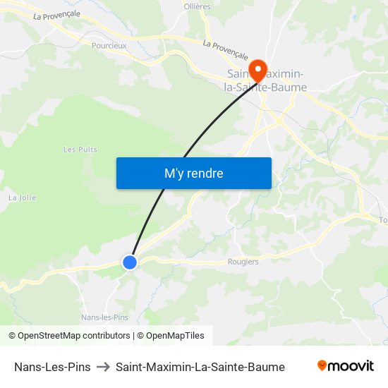 Nans-Les-Pins to Saint-Maximin-La-Sainte-Baume map