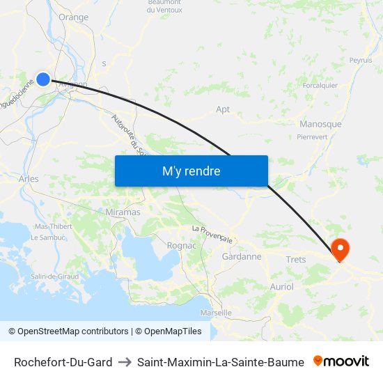 Rochefort-Du-Gard to Saint-Maximin-La-Sainte-Baume map