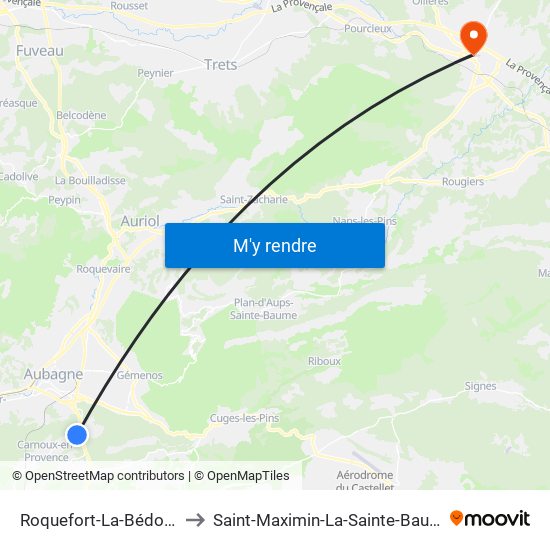 Roquefort-La-Bédoule to Saint-Maximin-La-Sainte-Baume map