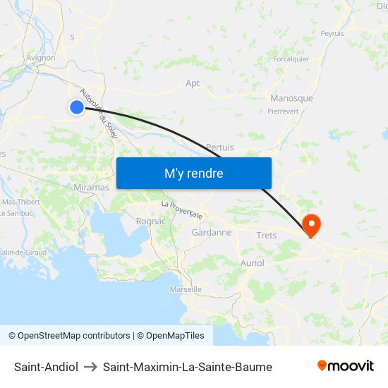 Saint-Andiol to Saint-Maximin-La-Sainte-Baume map