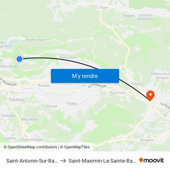 Saint-Antonin-Sur-Bayon to Saint-Maximin-La-Sainte-Baume map