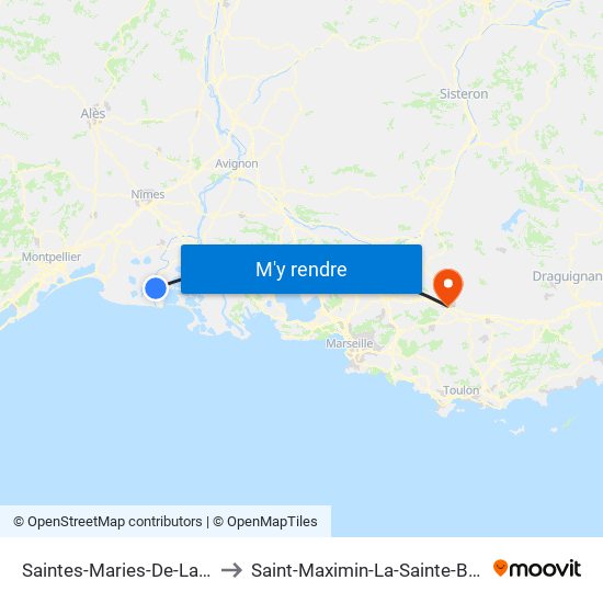 Saintes-Maries-De-La-Mer to Saint-Maximin-La-Sainte-Baume map