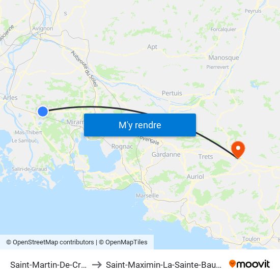 Saint-Martin-De-Crau to Saint-Maximin-La-Sainte-Baume map