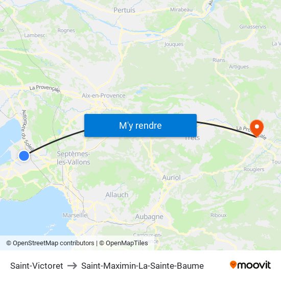 Saint-Victoret to Saint-Maximin-La-Sainte-Baume map