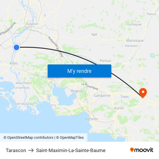 Tarascon to Saint-Maximin-La-Sainte-Baume map