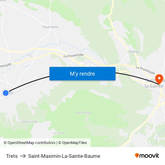 Trets to Saint-Maximin-La-Sainte-Baume map