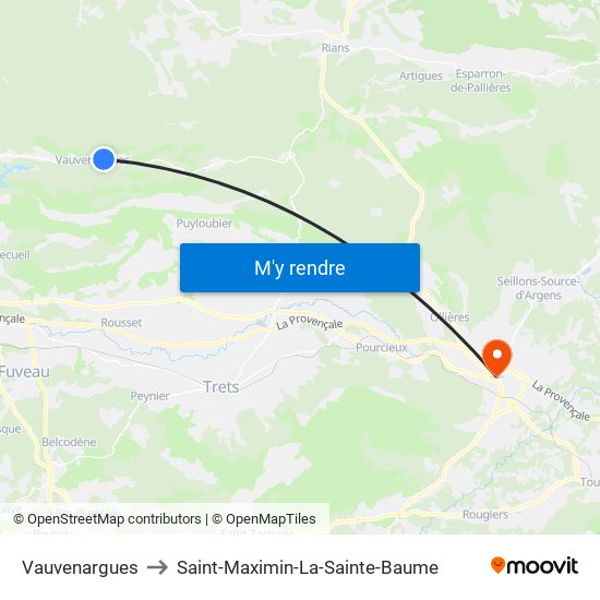 Vauvenargues to Saint-Maximin-La-Sainte-Baume map