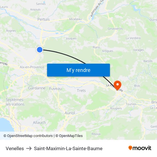Venelles to Saint-Maximin-La-Sainte-Baume map