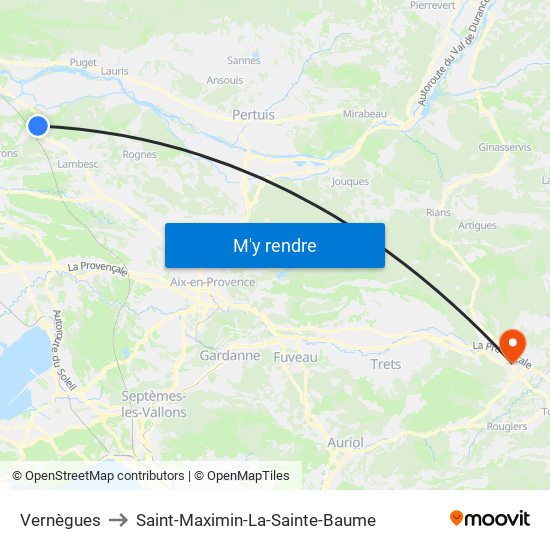 Vernègues to Saint-Maximin-La-Sainte-Baume map