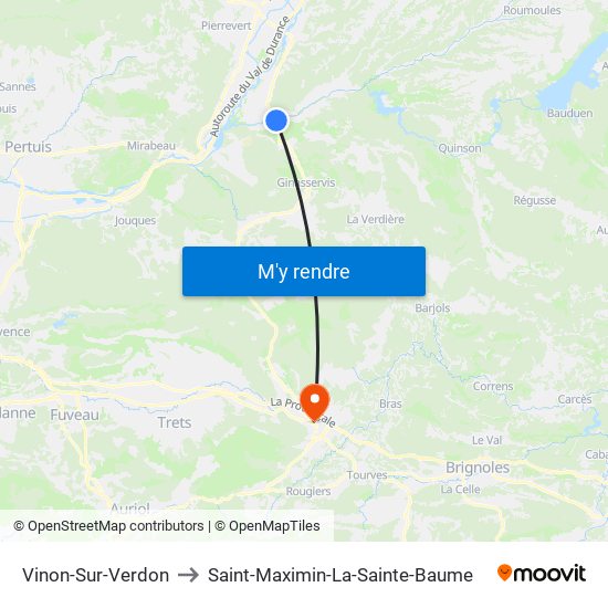 Vinon-Sur-Verdon to Saint-Maximin-La-Sainte-Baume map